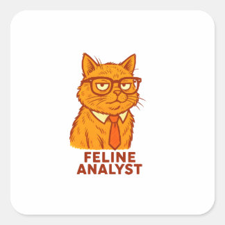 Feline Analyst Retro Cat Mug – Cat Lover Gift Square Sticker