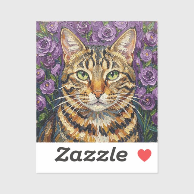 Feline and Floral | Cute Artistic Gray Tabby Cat (Sheet)