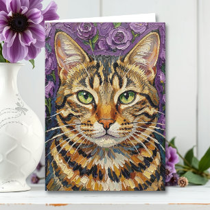 Feline and Floral   Happy Birthday Sister Card