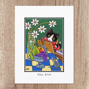 Feline Artist Fun Cat Painting Custom Postcard