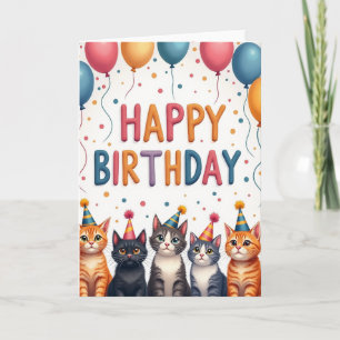 Feline Balloon Birthday Card