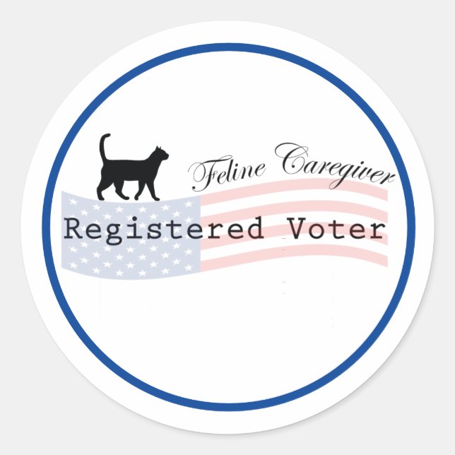 Feline Caregiver Registered Voter Classic Round Sticker (Front)