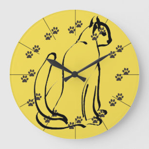 Feline Cat Art Paw Print Large Clock