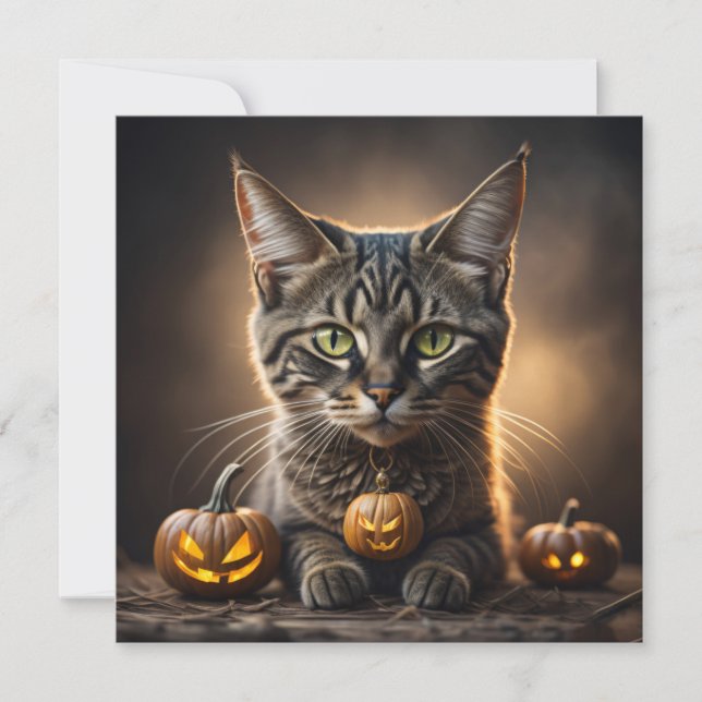 Feline cat halloween holiday card (Front)