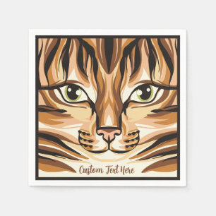 Feline Cat Lover Animal Face Personalised Napkin