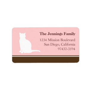 Feline cat pet silhouette pink return or mailing label