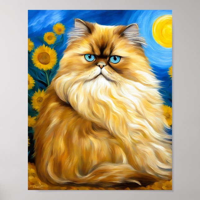 Feline Cat Portrait Bloom Poster (Front)