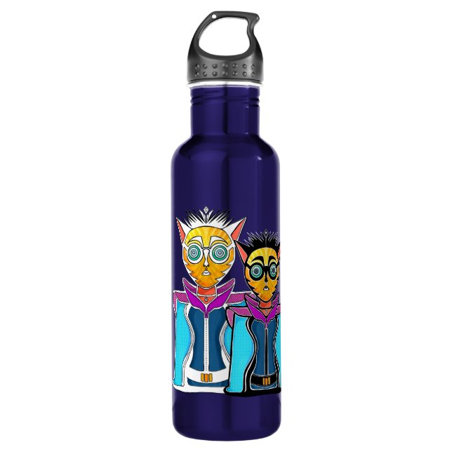 Feline character design 710 ml water bottle (Front)