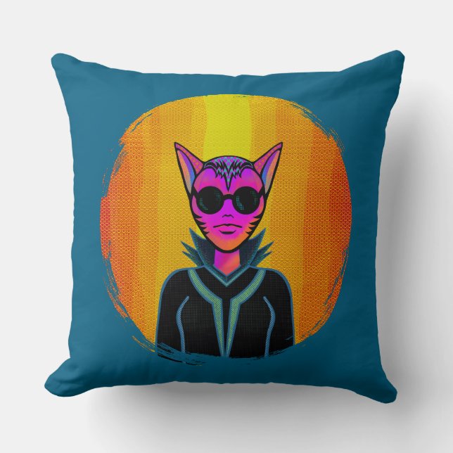 Feline Character in triplicate Cushion (Front)