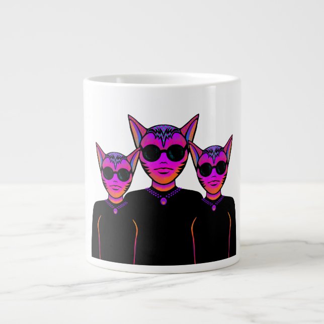Feline characters Design Large Coffee Mug (Front)