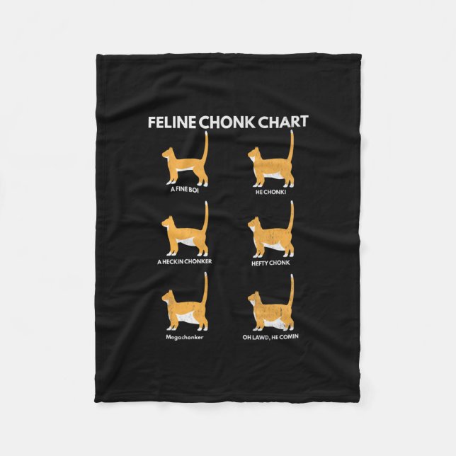 Feline Chonk Chart Funny Cat Scale Meme Cat Dad Fleece Blanket (Front)