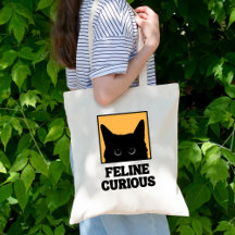 Feline Curious Cat Design Tote Bag