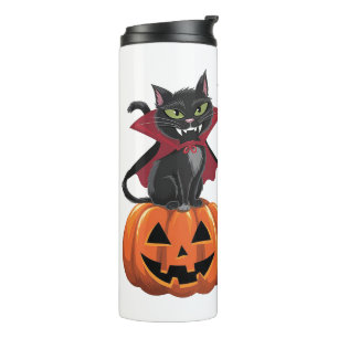 Feline Fang-tastic Halloween Vampire Cat Design Thermal Tumbler