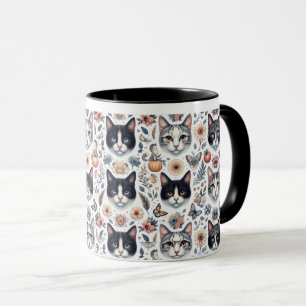 Feline Fantasy: A Whimsical Dance of Cats and Natu Mug
