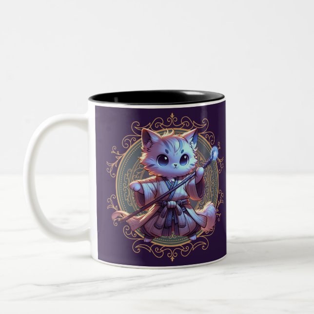 Feline Fantasy Adventure Two-Tone Coffee Mug (Left)