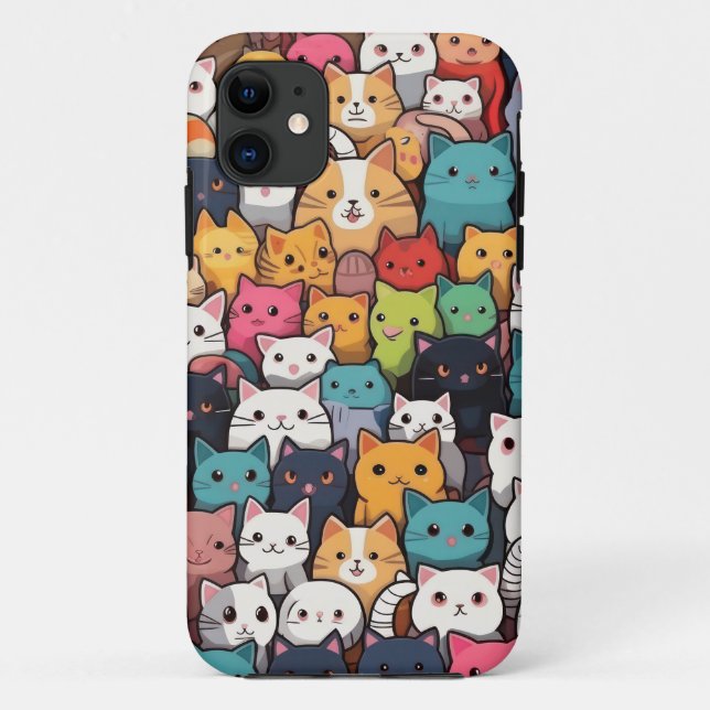 Feline Fantasy: Cute Anime Cats Galore Case-Mate iPhone Case (Back)