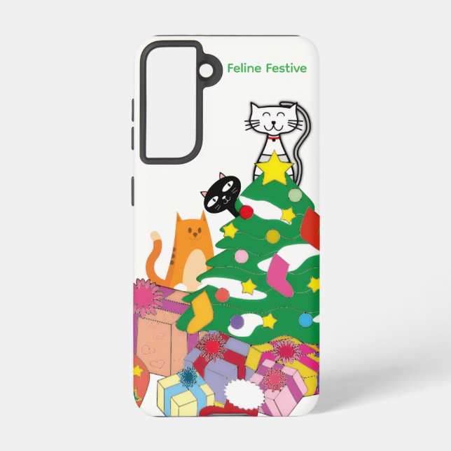 Feline Festive Cats Christmas Galaxy Case – White (Back)