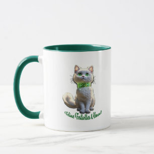 Feline Festivities Abound White Cat Mug