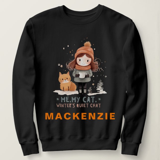 Feline Festivities: Custom Winter Chat Christmas Sweatshirt (Design Front)