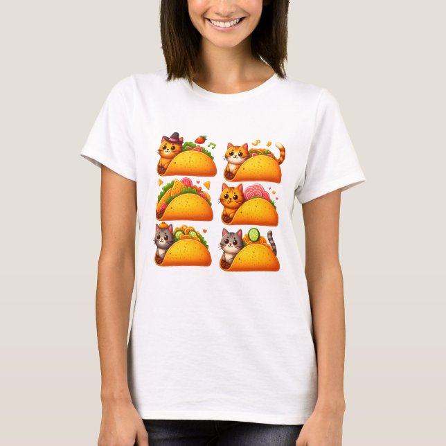 Feline Fiesta in a Taco T-Shirt (Front)