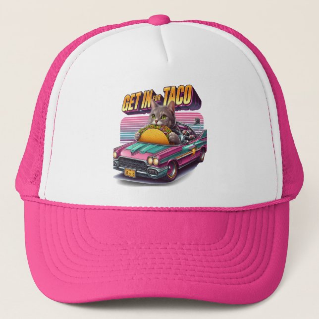 Feline Fiesta in Pink Ride Trucker Hat (Front)