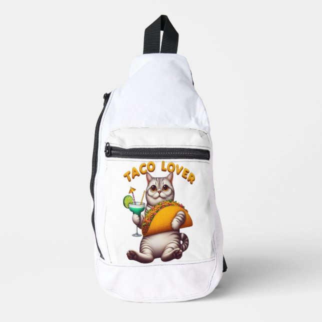 Feline Fiesta With Taco and Drink Sling Bag (Front)