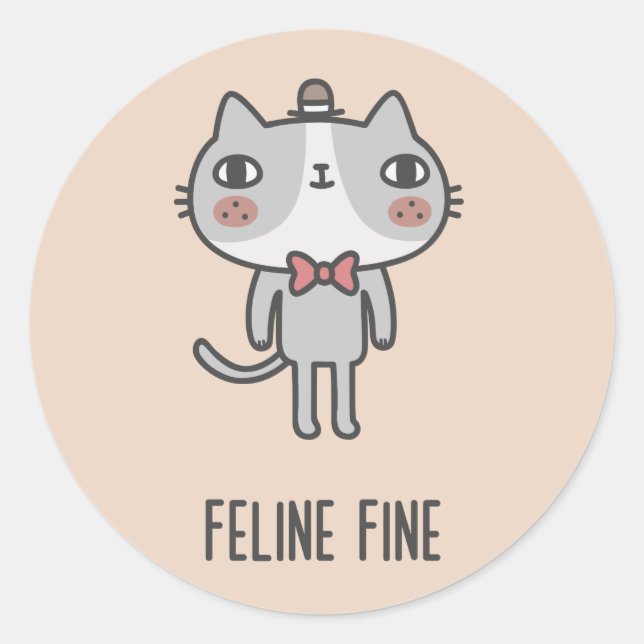 Feline Fine Classic Round Sticker (Front)