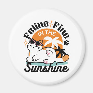 Feline Fine in the Sunshine – Relaxed Tropical Cat Magnet
