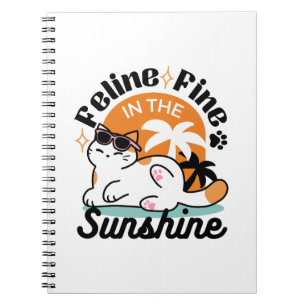 Feline Fine in the Sunshine – Relaxed Tropical Cat Notebook