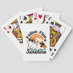 Feline Fine in the Sunshine – Relaxed Tropical Cat Playing Cards