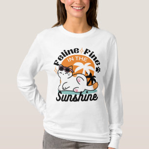 Feline Fine in the Sunshine – Relaxed Tropical Cat T-Shirt