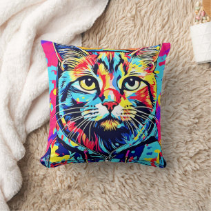 Feline Finesse: Best Cat Paint Art for Print Cushion