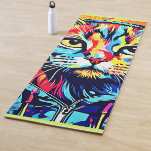 Feline Finesse: Best Cat Paint Art for Print Yoga Mat