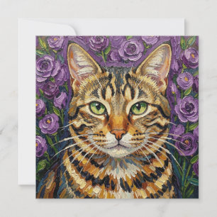 Feline & Floral   Cute Artistic Cat 