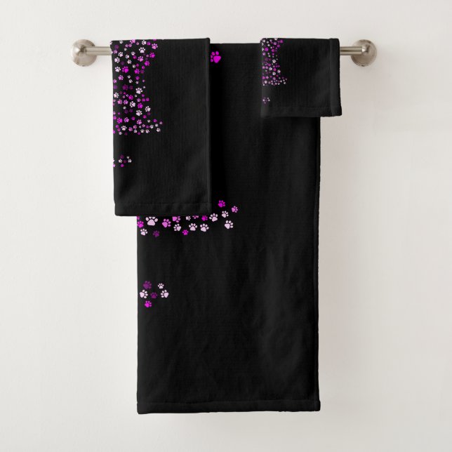 Feline Footprint Art Bath Towel Set (Insitu)