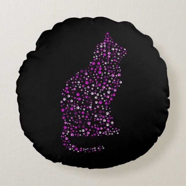 Feline Footprint Art Round Cushion (Front)