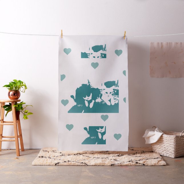 Feline Friends. Adorable Kitten Duo. Fabric (In Situ)