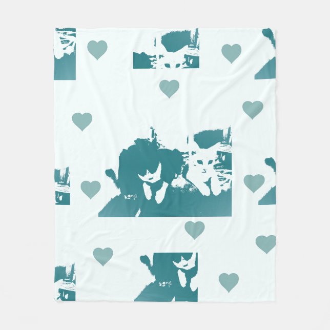 Feline Friends. Adorable Kitten Duo. Fleece Blanket (Front)