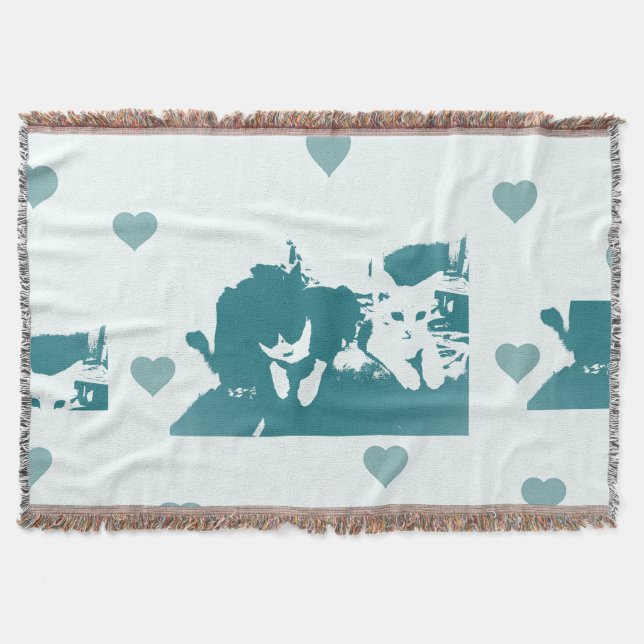 Feline Friends. Adorable Kitten Duo. Throw Blanket (Front)