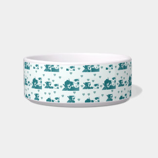 Feline friends. bowl