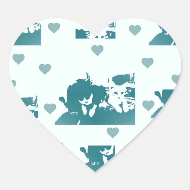 Feline friends. heart sticker (Front)