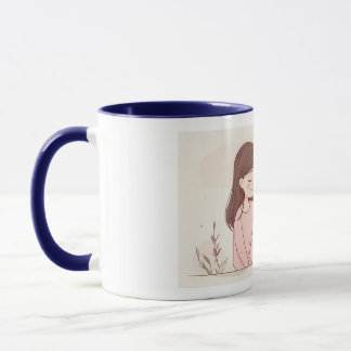 "Feline Friendship" Ceramic Mug - White with Blue