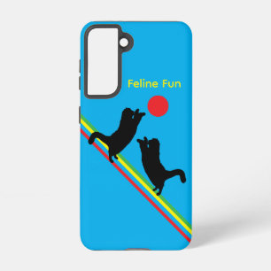 Feline Fun Black Cats Galaxy Case – Turquoise