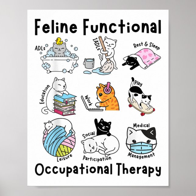 Feline Fun Cat Functional Occupational Therapy Ot  Poster (Front)