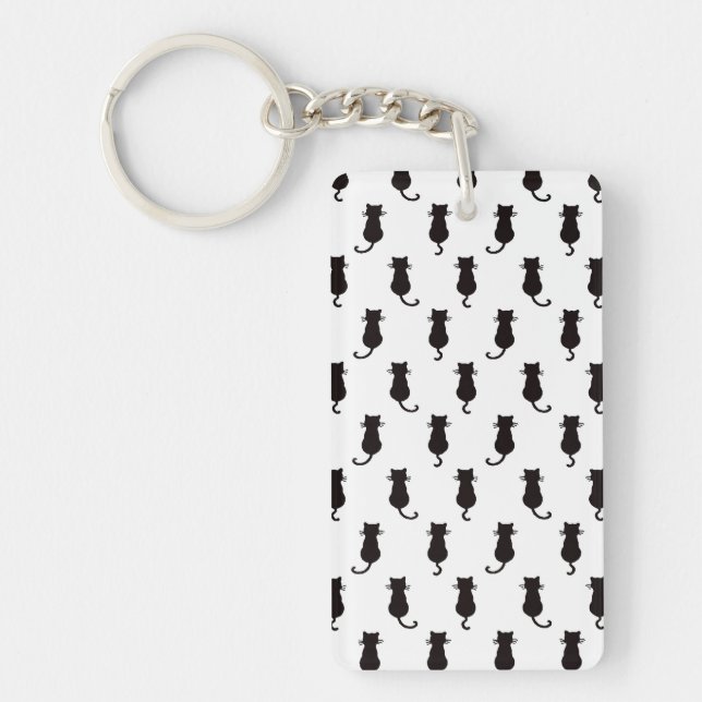 Feline Fun Forever Whimsical Cats Black Cat Motif  Key Ring (Front)