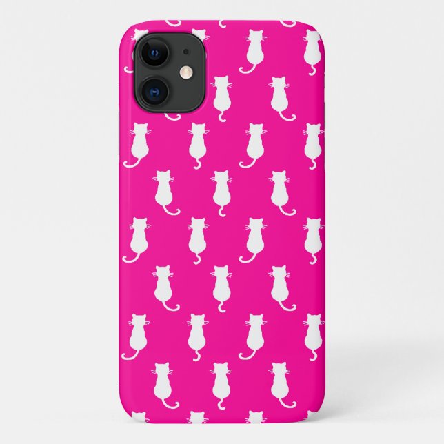  Feline Fun Forever Whimsical Cats Fucshia Case-Mate iPhone Case (Back)