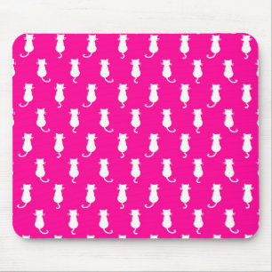 Feline Fun Forever Whimsical Cats Fucshia Mouse Pad