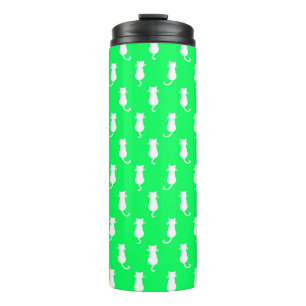 Feline Fun Forever Whimsical Cats Green Thermal Tumbler