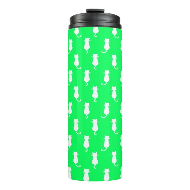 Feline Fun Forever Whimsical Cats Green Thermal Tumbler (Front)