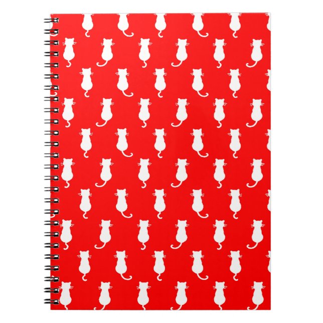 Feline Fun Forever Whimsical Cats White Cat Motif  Notebook (Front)